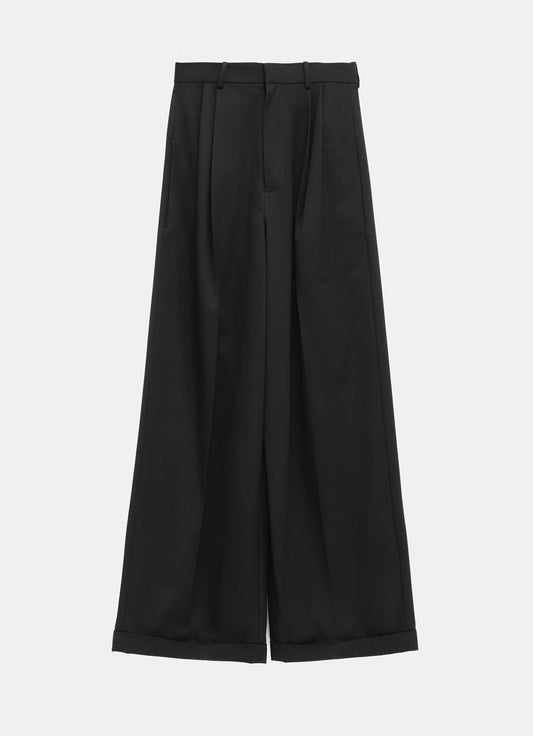 Pleated Trousers in Cotton and Silk