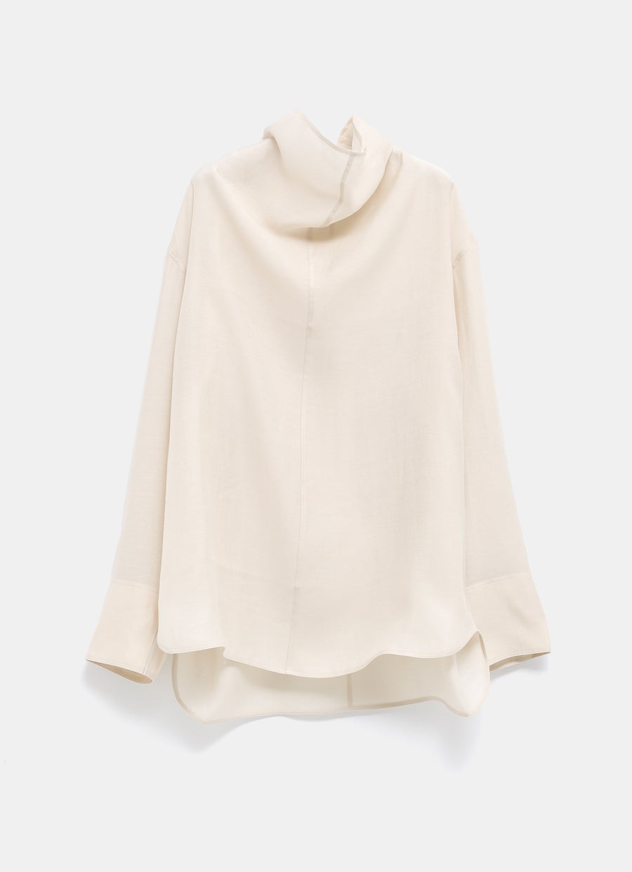 Funnel-Neck Organza Blouse