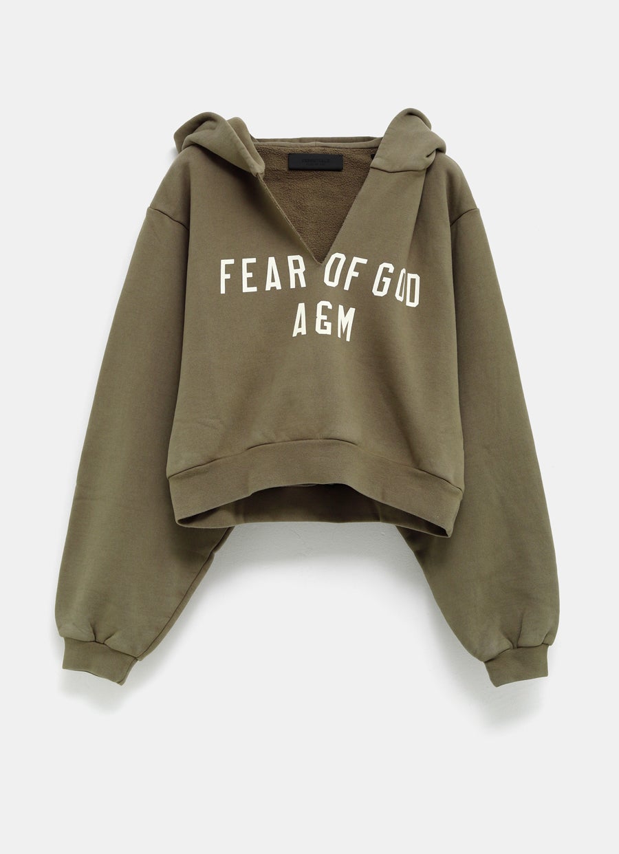 Fleece V-Neck Hoodie