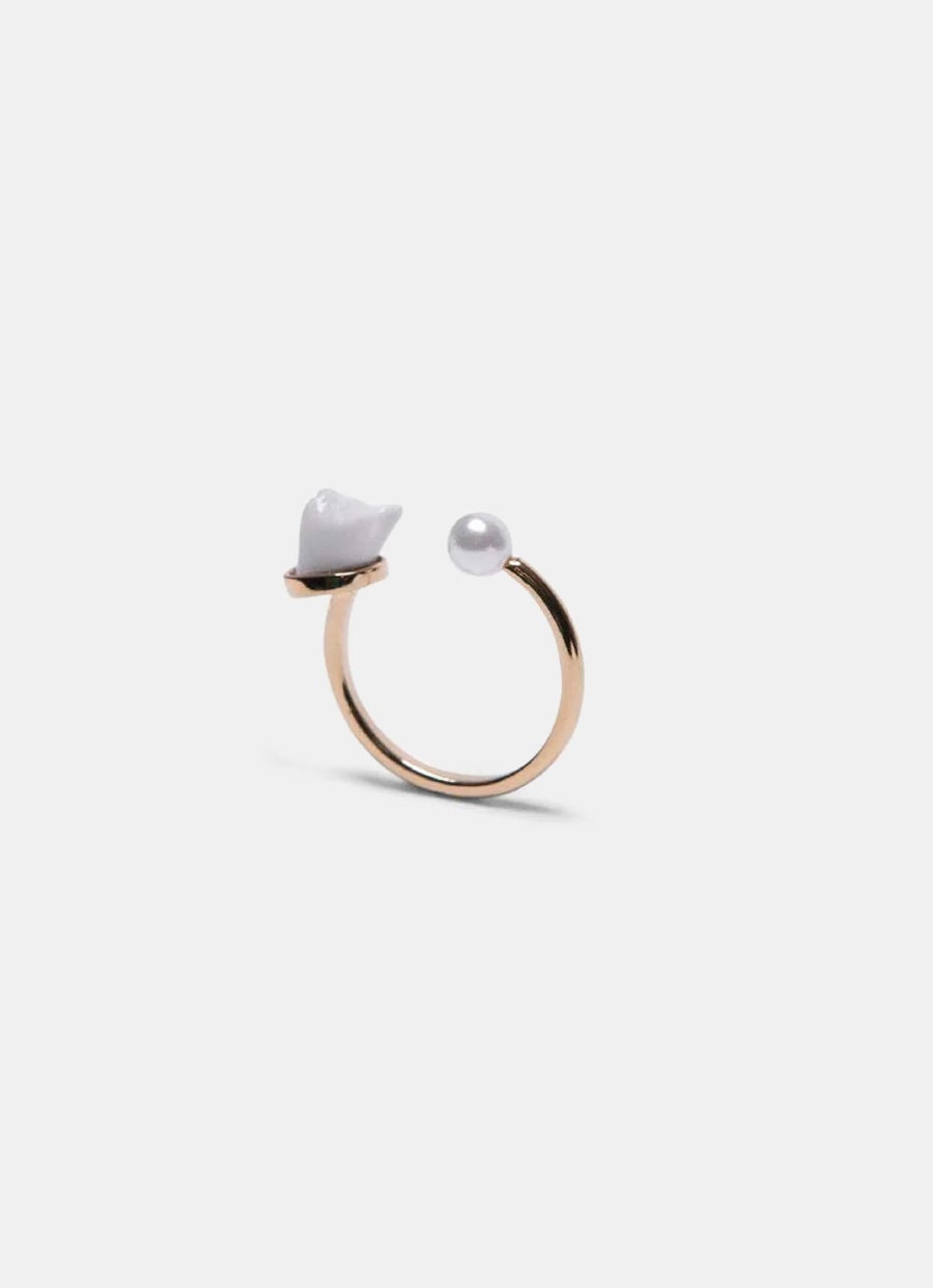 Mini Cat and Pearl Ring