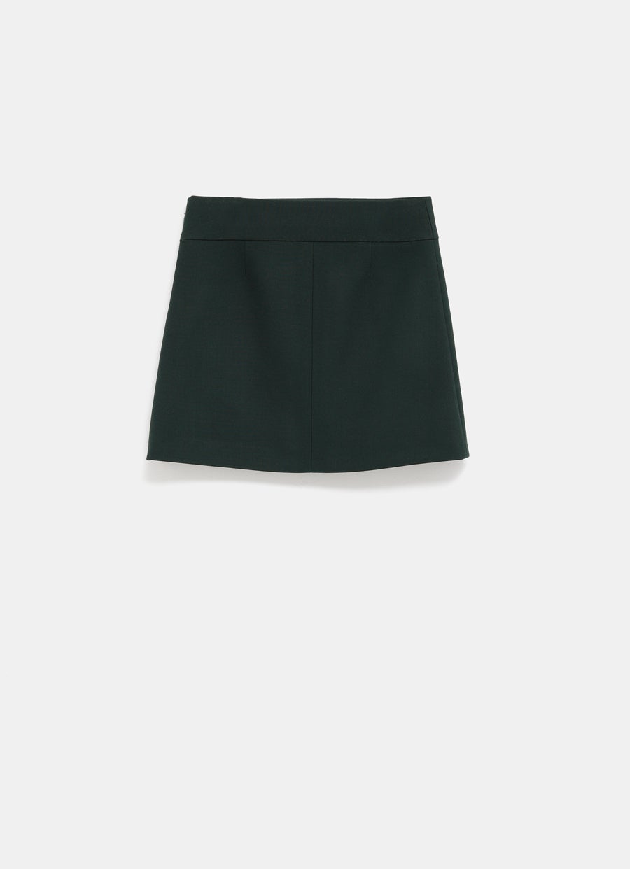 Tailored Miniskirt in Wool Crêpe