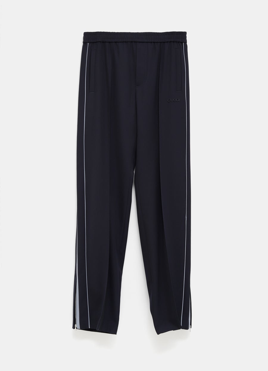 Embroidered Wool Twill Pant